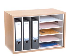 Practical desktop storage for either 6 ring binder or 3 lever arch files or alternatively a