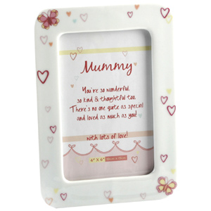 Unbranded Mummy Hearts and Butterflies Porcelain Photo Frame