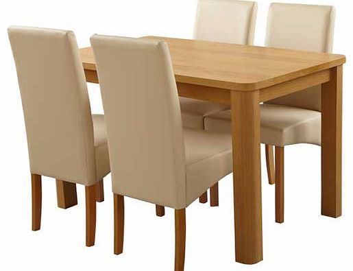 Unbranded Mursley Oak Veneer Dining Table and 4 Cream