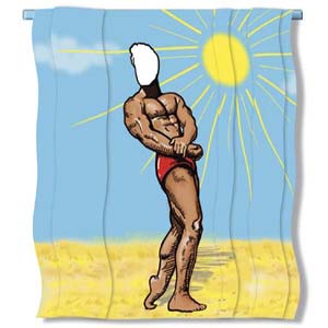 Have a laugh in the shower with this hilarious Muscle Man Shower Curtain, letting you be a beefcake