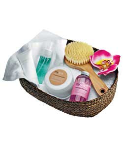 Only at Argos. This gift contains a beautiful woven Balinese basket, packed with products to create 