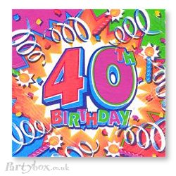 Party Supplies - Napkins - 40th birthday - Birthday Explosion