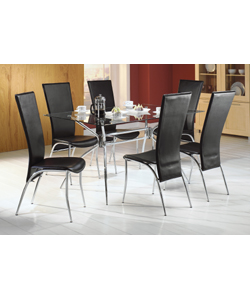 Naples Dining Table and 4 Judie Black Faux Leather Chairs