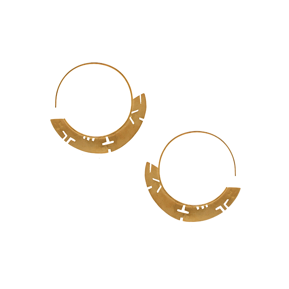 Unbranded Narrow Key Pattern Hoops - Rose Gold
