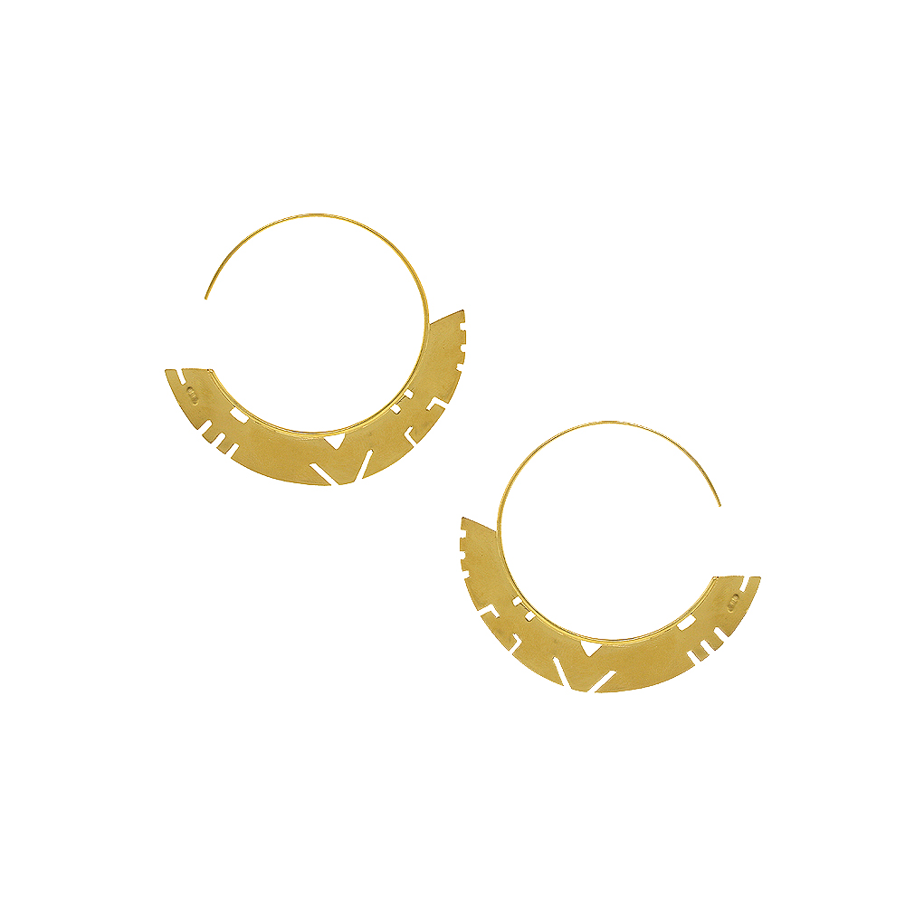 Unbranded Narrow Key Pattern Hoops - Yellow Gold