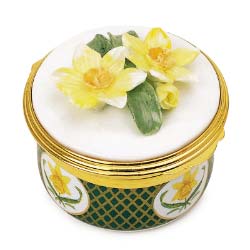 The national flower box for Wales bears minutely o