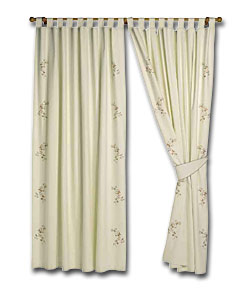 Natural Pair of Leaf Trail Ready Made Curtains 116 x 183cm.