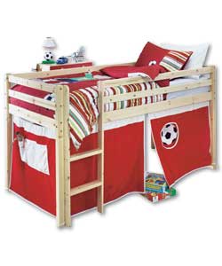 Natural Pine Mid-Sleeper with Red footie; Tent