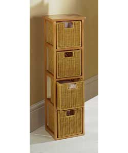 Strong wooden frame with 4 rattan drawers for general multi-purpose storage.Material: Natural