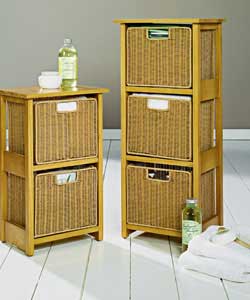 5 drawers in natural rattan effect.Size of 3 drawer unit: (W)34, (D)24, (H)80cm.Size of 2 drawer uni
