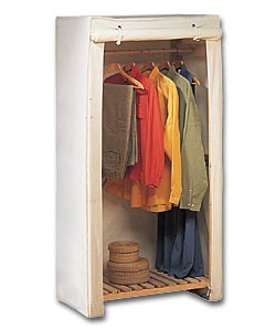 Natural Single Wardrobe with Canvas Cover