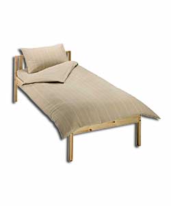 Natural Stripe Brushed Cotton Complete Single Bed Set
