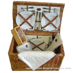 Unbranded Natural Wine Lovers Picnic Basket-6 Person
