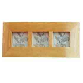 A triple photo frame in natural wood that holds 3 times 2 x 3 photographs. An elegant frame to add