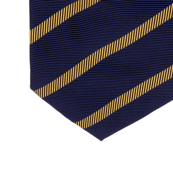 Navy & Gold Keston Stripe Woven Silk Tie
