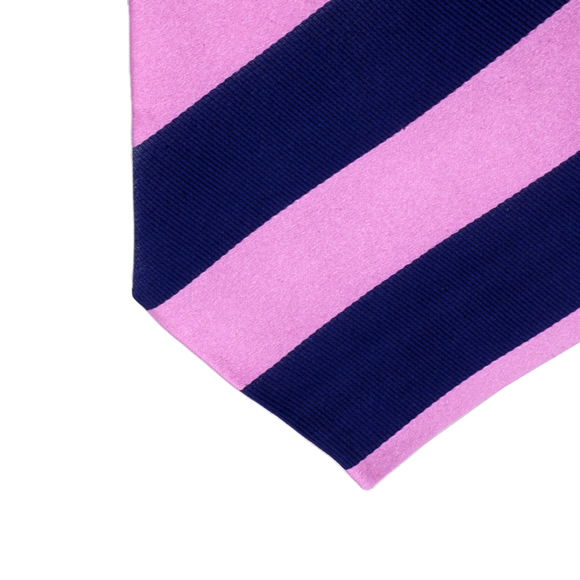 Navy & Pink Hemsley Satin Stripe Woven Silk Tie