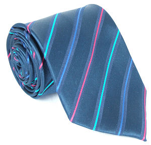 Unbranded Navy Blue Coloured Stripe Silk Tie