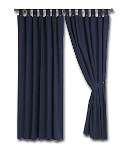 Pair of Navy Lima Ready Made Curtains - (W)46, (D)72ins
