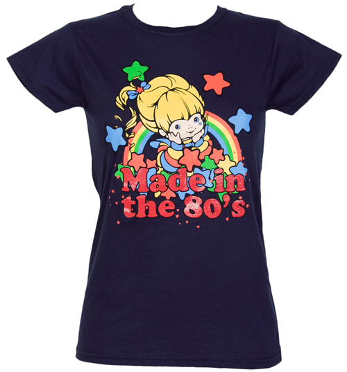 Unbranded Navy Made In The 80s Ladies Rainbow Brite T-Shirt