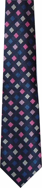 Navy Pink Squares Tie