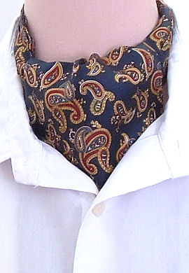 Unbranded Navy Silk Large Paisley Casual Cravat
