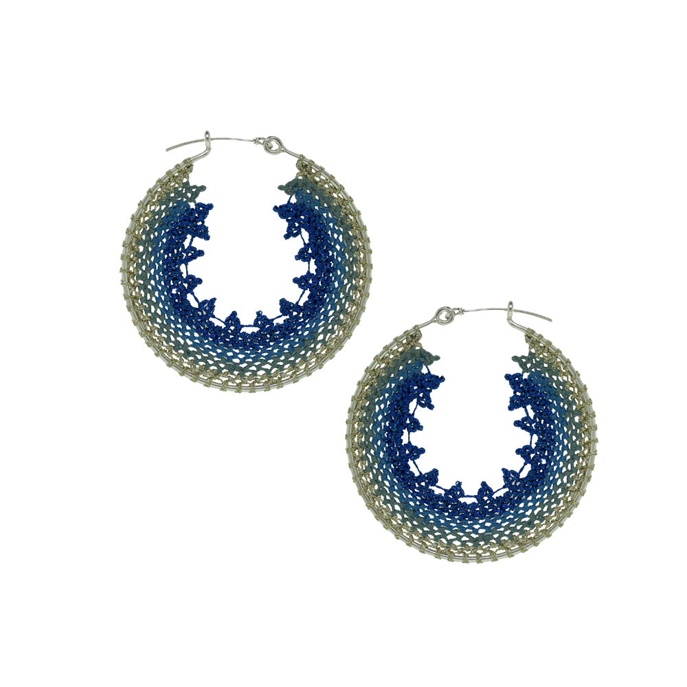 Unbranded Nayla Hoops Earrings Light Gold/Blue