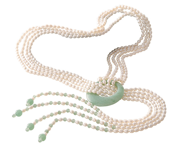 Unbranded Necklace 4-5mm Pearl 8mm/4mm round Jade Lariet (Pair)