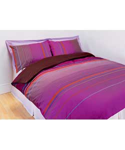 Unbranded Nemo Stripe Kingsize Duvet Set - Fuchsia