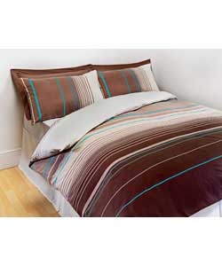 Unbranded Nemo Stripe Single Duvet Set - Chocolate