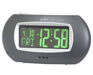 Wake up! With this compact digital alarm clock. Luminescent Green 12/24 hour clock LED display