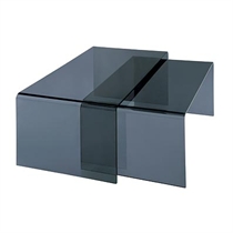 Unbranded Nest of 2 Coffee Tables Grey Bent Glass