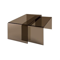 Unbranded Nest of 2 Coffee Tables Smoked Bent Glass