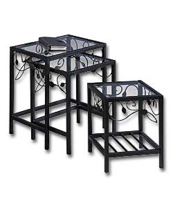 Nest of Glass Top Tables