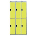 Nest Of Three 2-Door Lockers-Grey With Yellow Doors