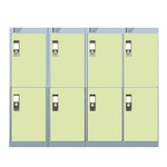 Nest Of Three 4-Door Lockers-Coffee & Cream