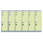 Nest Of Three 6-Door Lockers-Coffee & Cream