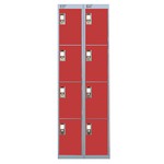 Nest Of Two 3-Door Lockers-Grey With Red Doors