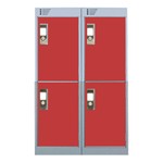 Nest Of Two 4-Door Lockers-Grey With Red Doors