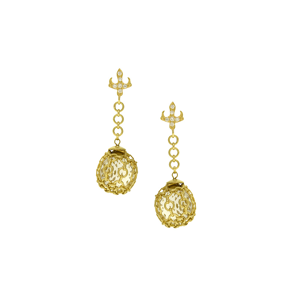 Unbranded Netting Short Drop Earrings - Crystal