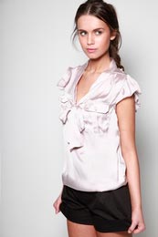 Unbranded Neve Georgette V Neck tie Blouse Safari Pocket