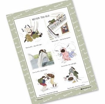 You really are never too old! The Never Too Old Tottering Tea Towel - A delightful linen tea towel designed by Annie Tempest, one of Britains best loved cartoonists.Never Too Old - Tottering Linen Tea Towel is Manufactured in England. These Never Too