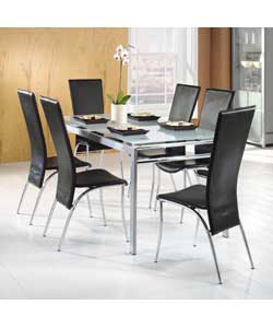 New Avebury Dining Table / 4 Judie Black Faux Leather Chairs Dining