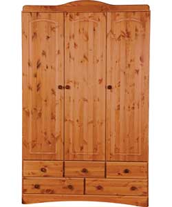 Unbranded New Aviemore 3 Door 5 Drawer Wardrobe - Pine