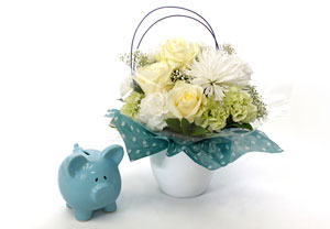Unbranded New Baby Boy Flowers with Piggy Bank