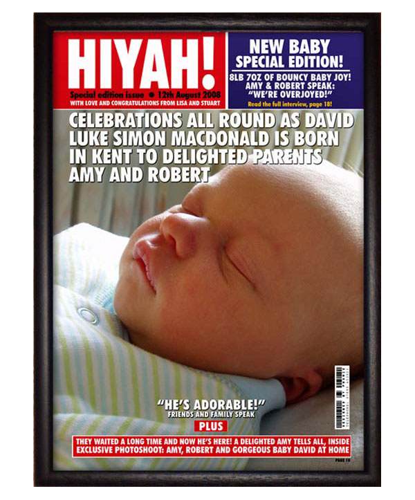 Unbranded New Baby Personalised Magazine Cover With Black