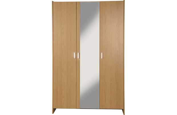 Unbranded New Capella 3 Door Mirrored Wardrobe - Oak Effect