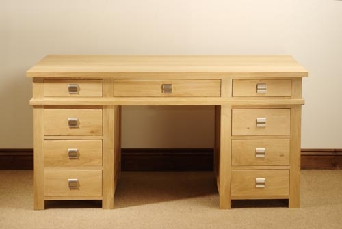 Unbranded New Court Oak Double Pedestal Desk or Dressing