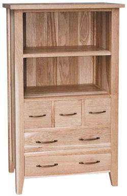 Unbranded New Court Small Oak Bookcase with 5 Drawers