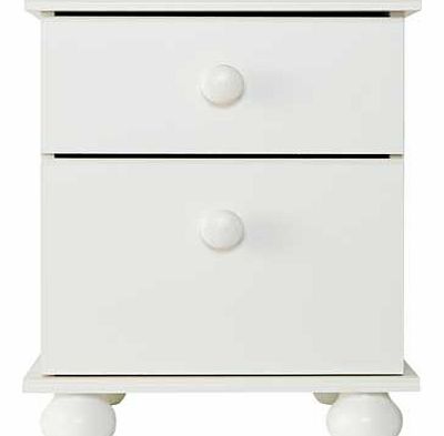 Finished in a cool white. the new Stirling collection offers great bedroom storage pieces. This attractive bedside chest is perfect for storing away bedtime essentials. The wooden feet and rounded handles give this collection a refreshingly uncomplic