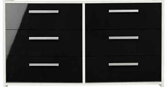 Combining a gloss finish. clean lines and sleek metal handles. the New Sywell range is sure to bring any bedroom up to date. The perfect home for your clothing collection. this stunning and vibrant 3+3 drawer chest will really add a modern edge to yo